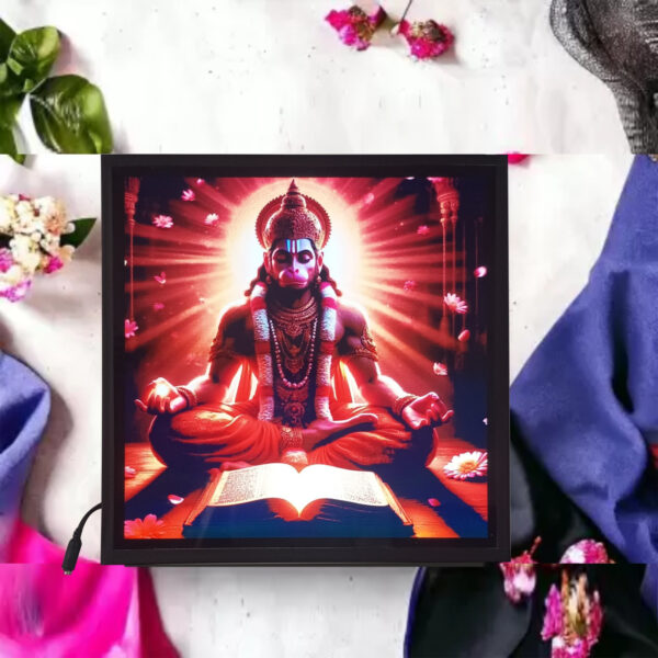 CRYSTALSIGN Beautiful Lord Hanumana LED Photo 12x12 Inches