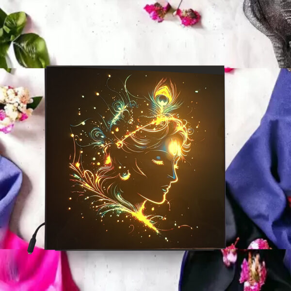 CRYSTALSIGN Beautiful Krishna LED Photo 12x12 Inches