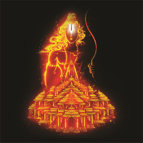 CRYSTALSIGN Beautiful Shri Ram Janmbhumi LED 12x12 Inches For Home Decoration& Gifting